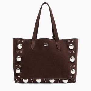 Valentino Dark Brown Tote with Silver Accents